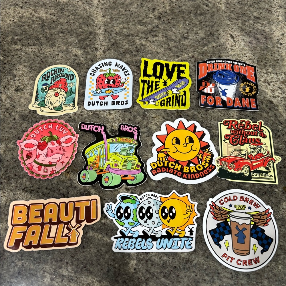 Vibrant Dutch Bros Sticker Collection